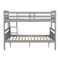 Twin Over Full Bunk Bed With Ladder, Safety Guardrail, Perfect For Bedroom, Gray Box Spring Not Required Twin Gray Wood Bedroom Bunk Pine