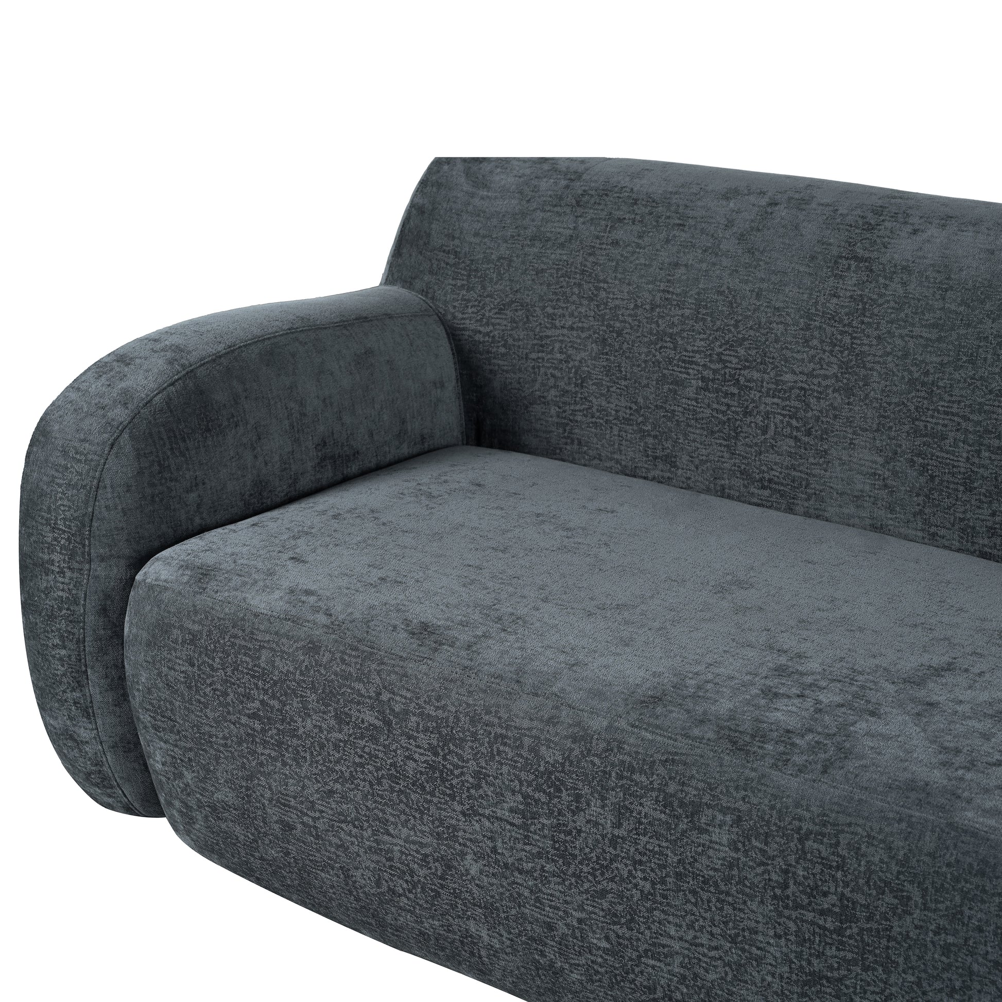 81.5'' Minimalist Curved Upholstered Sofa, 3 Seat Modular Casual Sofa For Living Room, Bedroom, And Apartments Gray Polyester 3 Seat