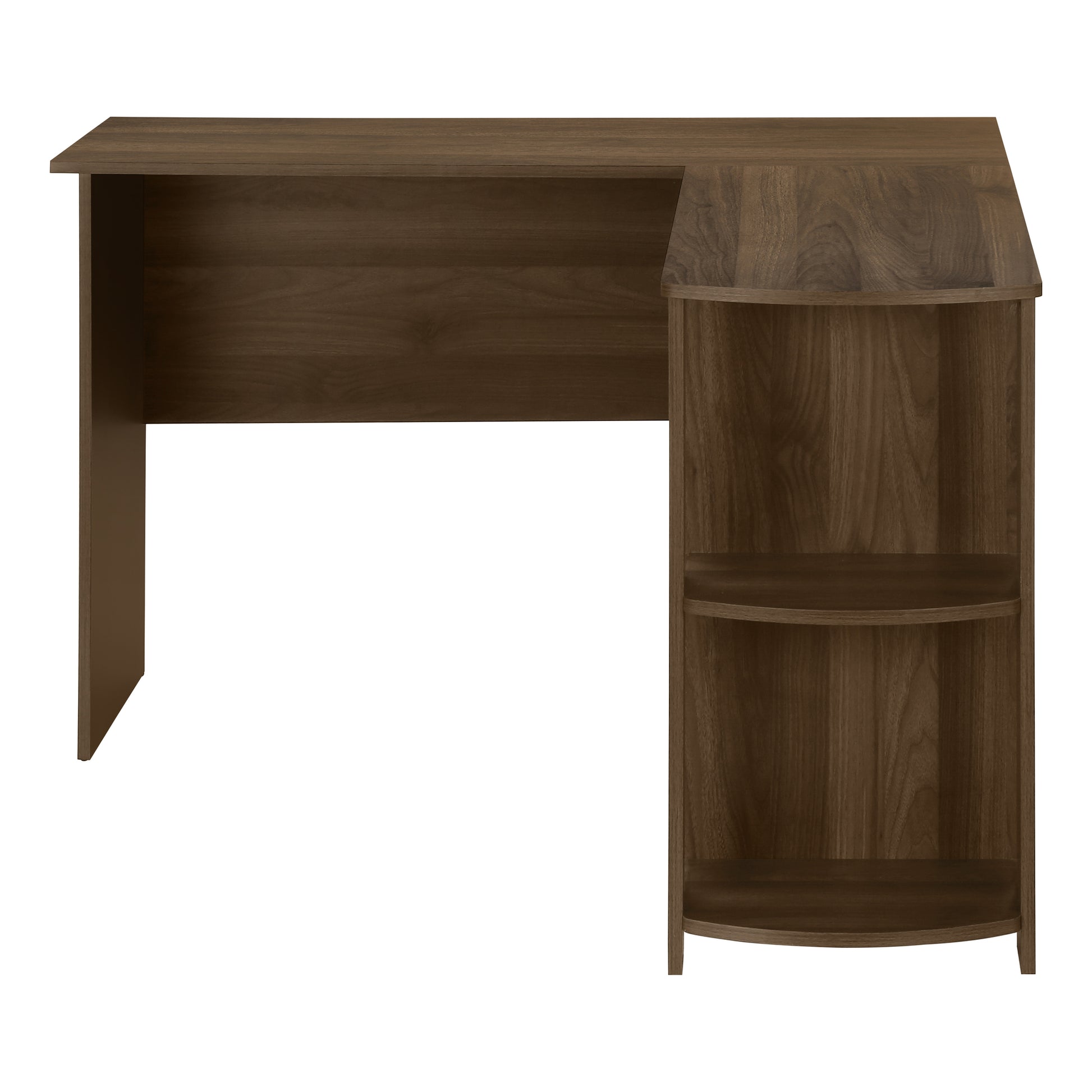 Computer Desk, Home Office, Corner, Storage Shelves, 48"L, L Shape, Work, Laptop, Brown Laminate, Contemporary, Modern Walnut Particle Board