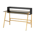 Techni Mobili Home Office Writing Desk With Riser, Gold Gold Writting Desk Office Modern Rectangular Rectangular Mdf Metal