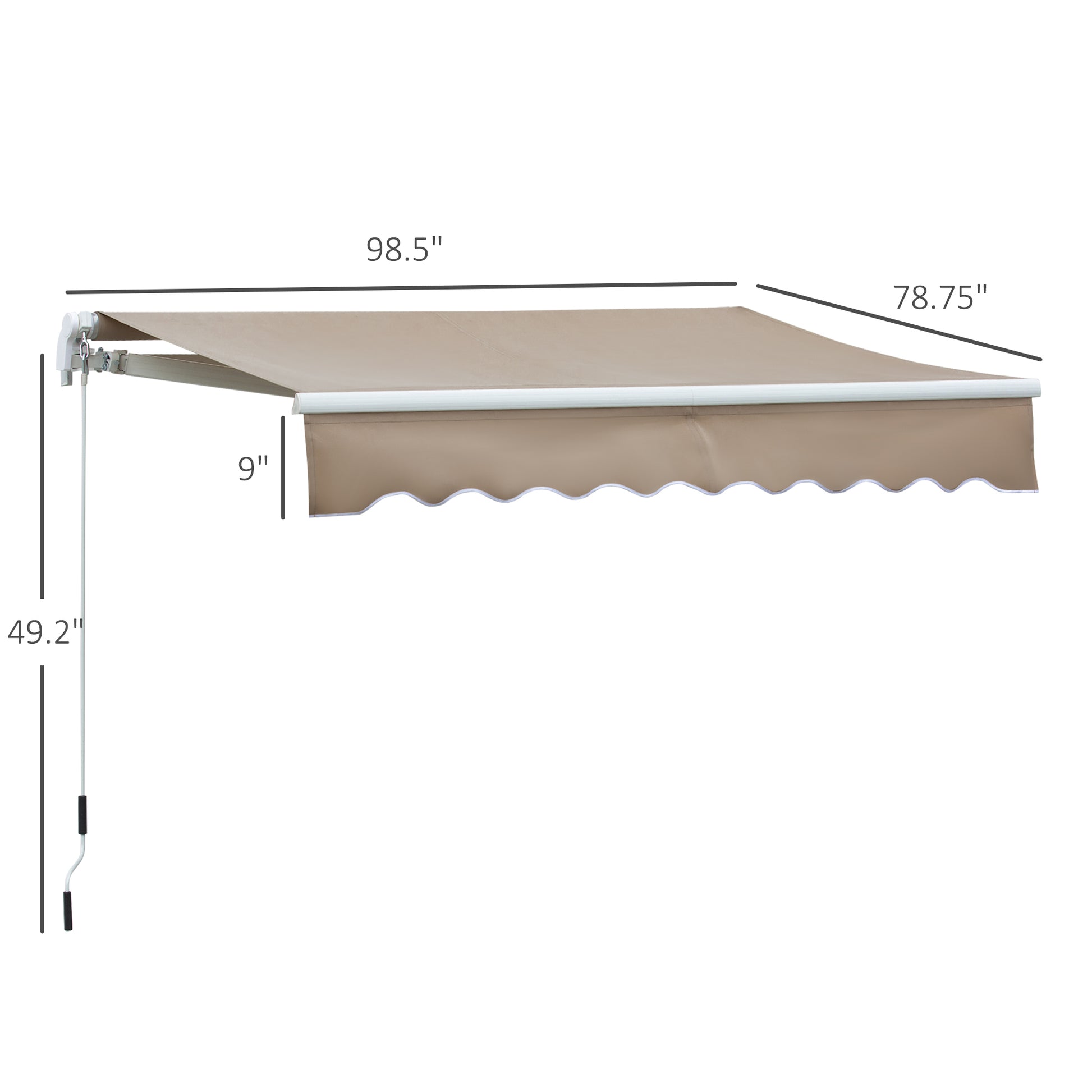 Outsunny 8' X 7' Patio Retractable Awning, Manual Exterior Sun Shade Deck Window Cover, Brown Brown Aluminum