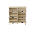 Rattan 6 Door Shoe Rack, Freestanding Modern Shoe Storage Cabinet, For Entryway Natural Particle Board