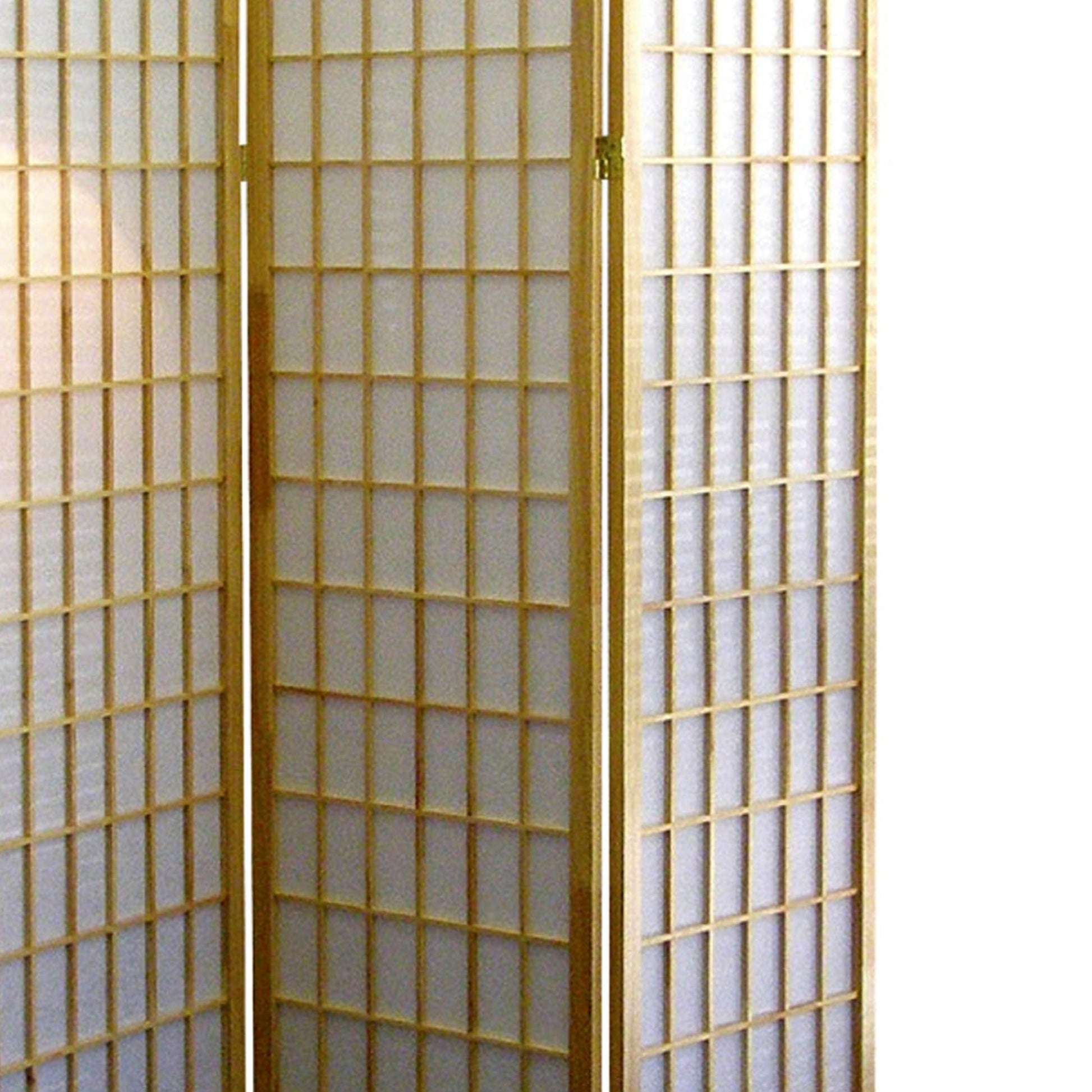 70" Tall 3 Panel Screen Room Divider, Japanese Style With Natural Wood Finish Multicolor Wood