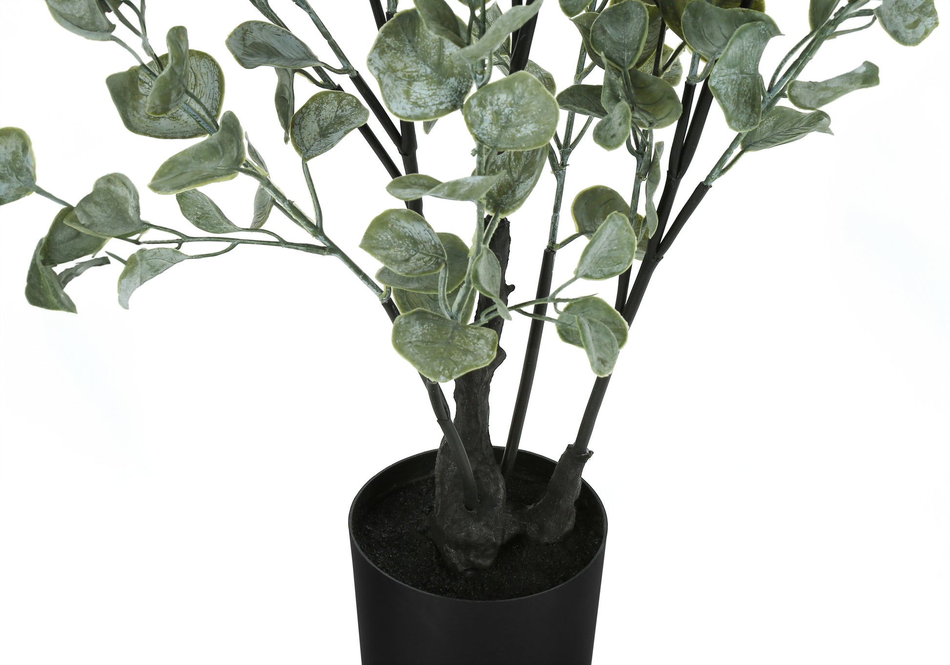 Artificial Plant, 35" Tall, Eucalyptus Tree, Indoor, Faux, Fake, Floor, Greenery, Potted, Decorative, Green Leaves, Black Pot Green Foam Plastic