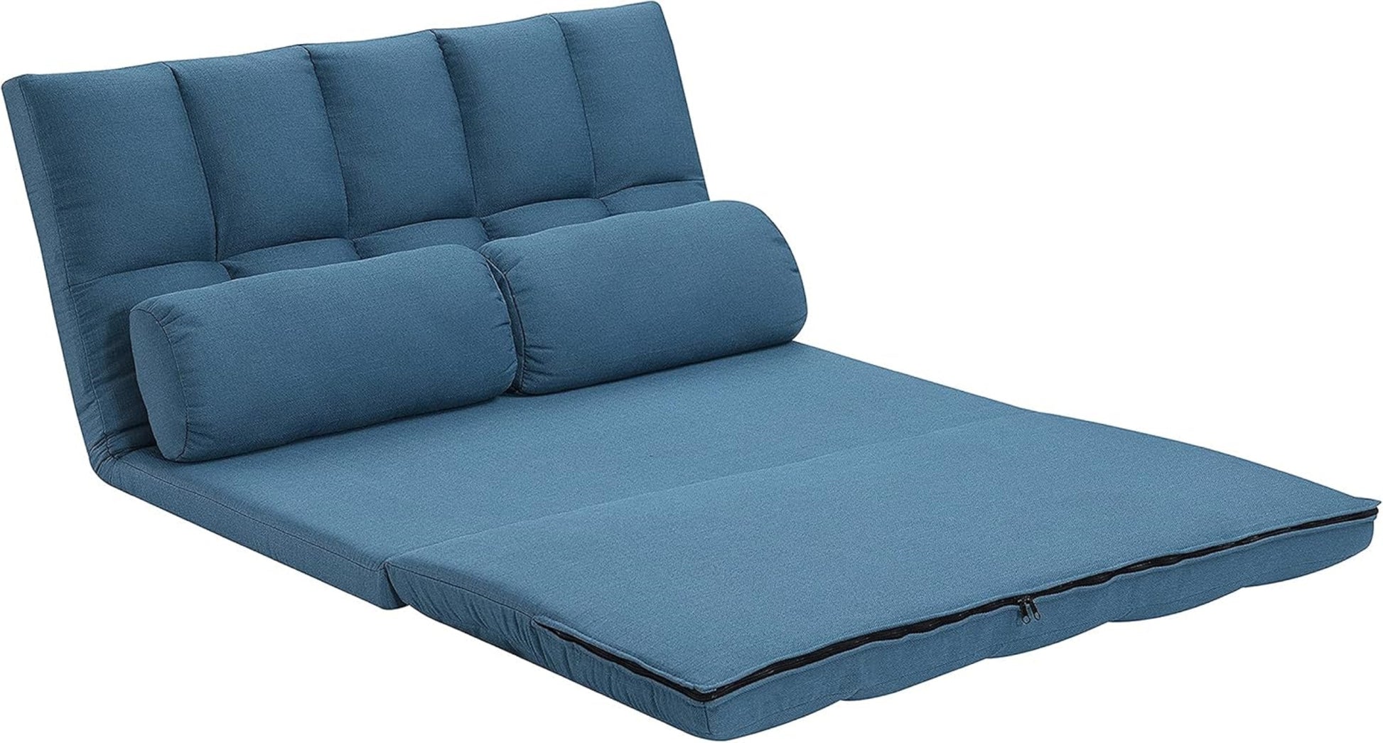 2 Seater Contemporary Foldable Sofa Bed Trifold Foam Mattress Sleeper Chair With Tufted Seat Backrest Convertible Couch W Pillows Blue1Pc Blue Polyester Primary Living Space Cushion Back Traditional Foam Wood