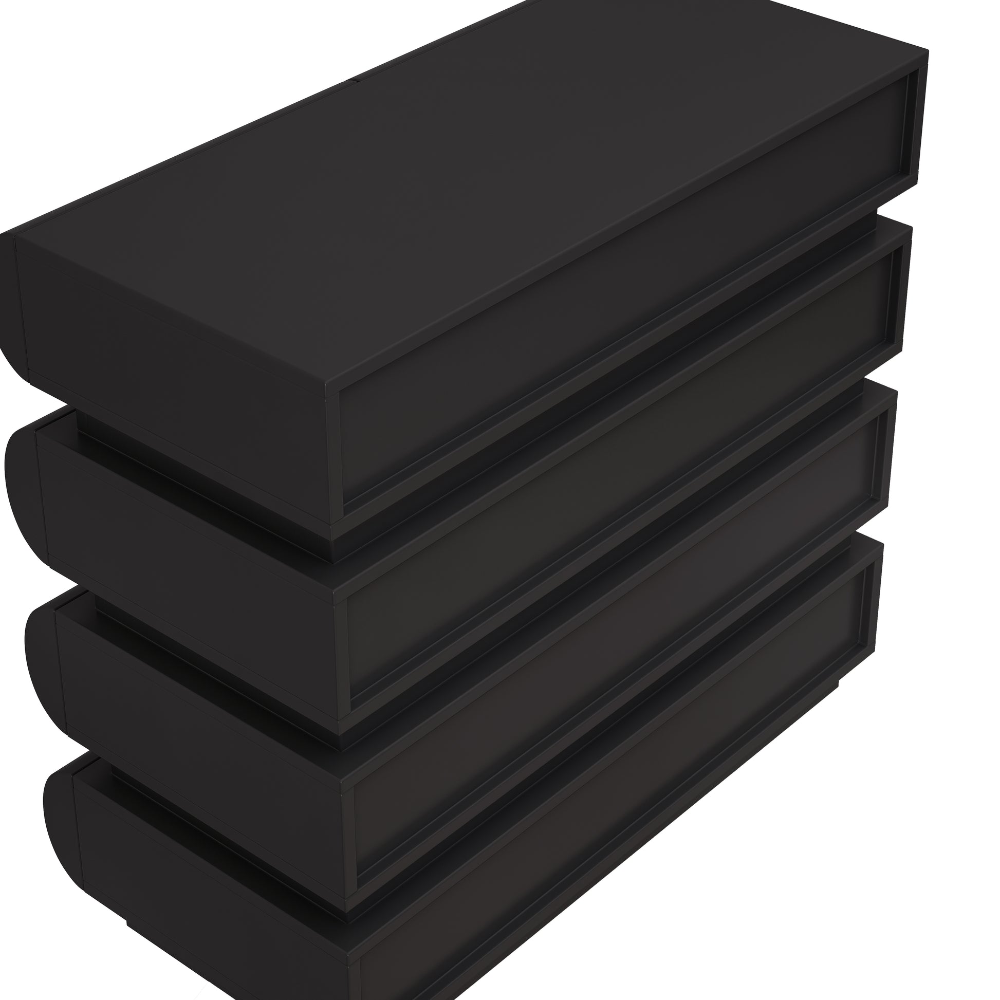 8 Drawer Dresser For Bedroom, Black Dresser No Handle, Modern 8 Chest Of Drawers With Wide Storage Black Mdf