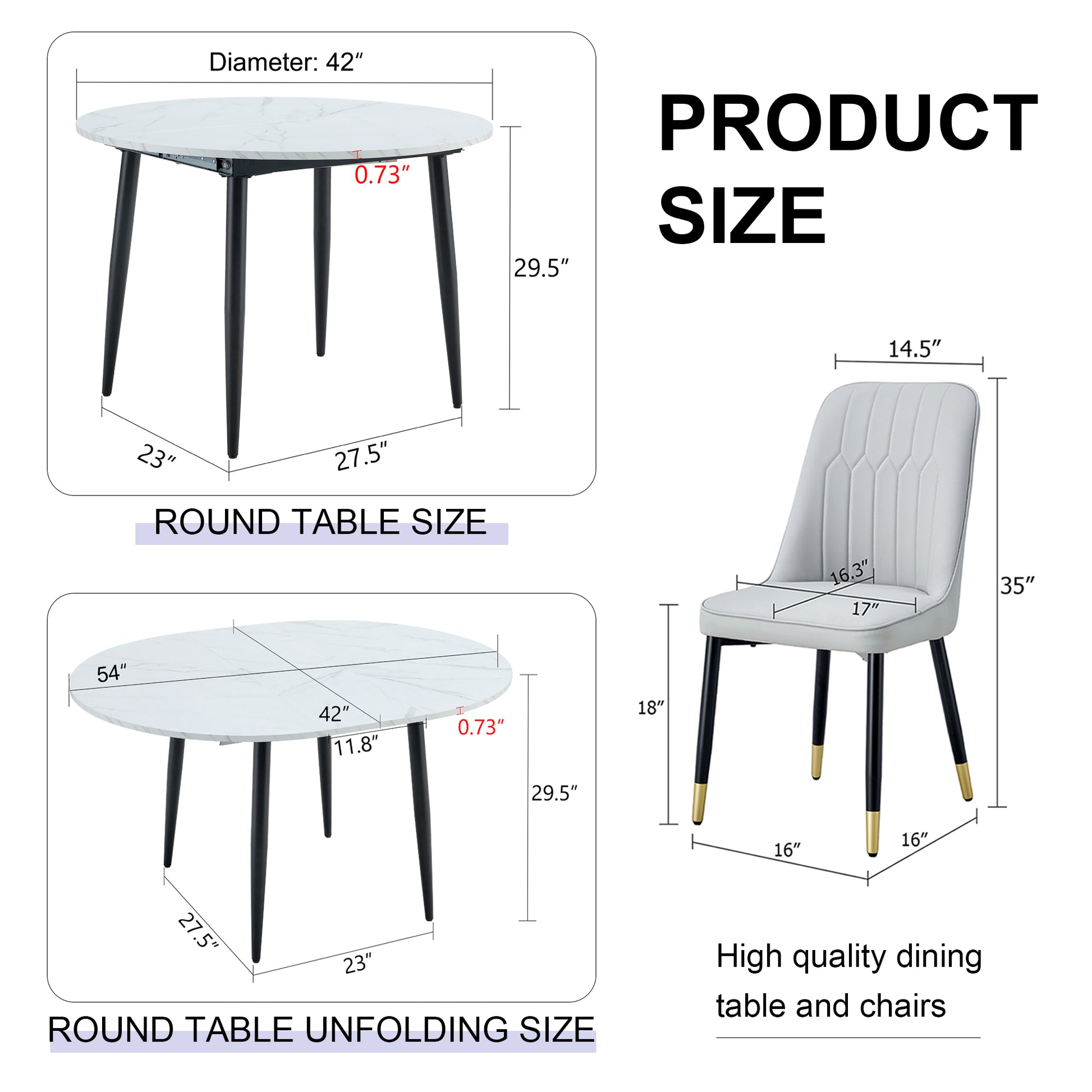 Table And Chair Set.Modern Extendable Mdf Dining Table.The Table Has A Telescopic Design, Suitable For Gatherings Of Different Size.Paired With 4 Light Gray Chairs With Pu Cushions And Metal Legs. Light Gray,White Seats 4 Mdf Metal