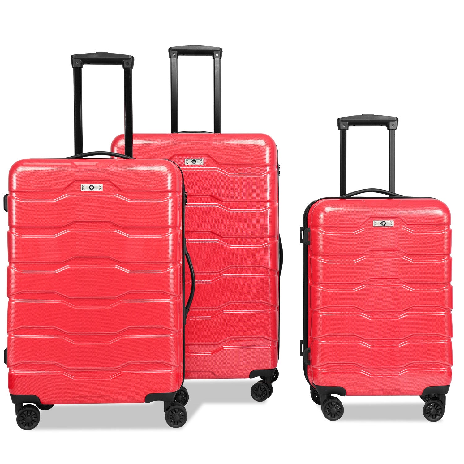 Luggage Sets Abs Pc Hardshell 3Pcs Clearance Luggage Hardside Lightweight Durable Suitcase Sets Spinner Wheels Suitcase With Tsa Lock 20 24 28 ,Red Red Abs Pc