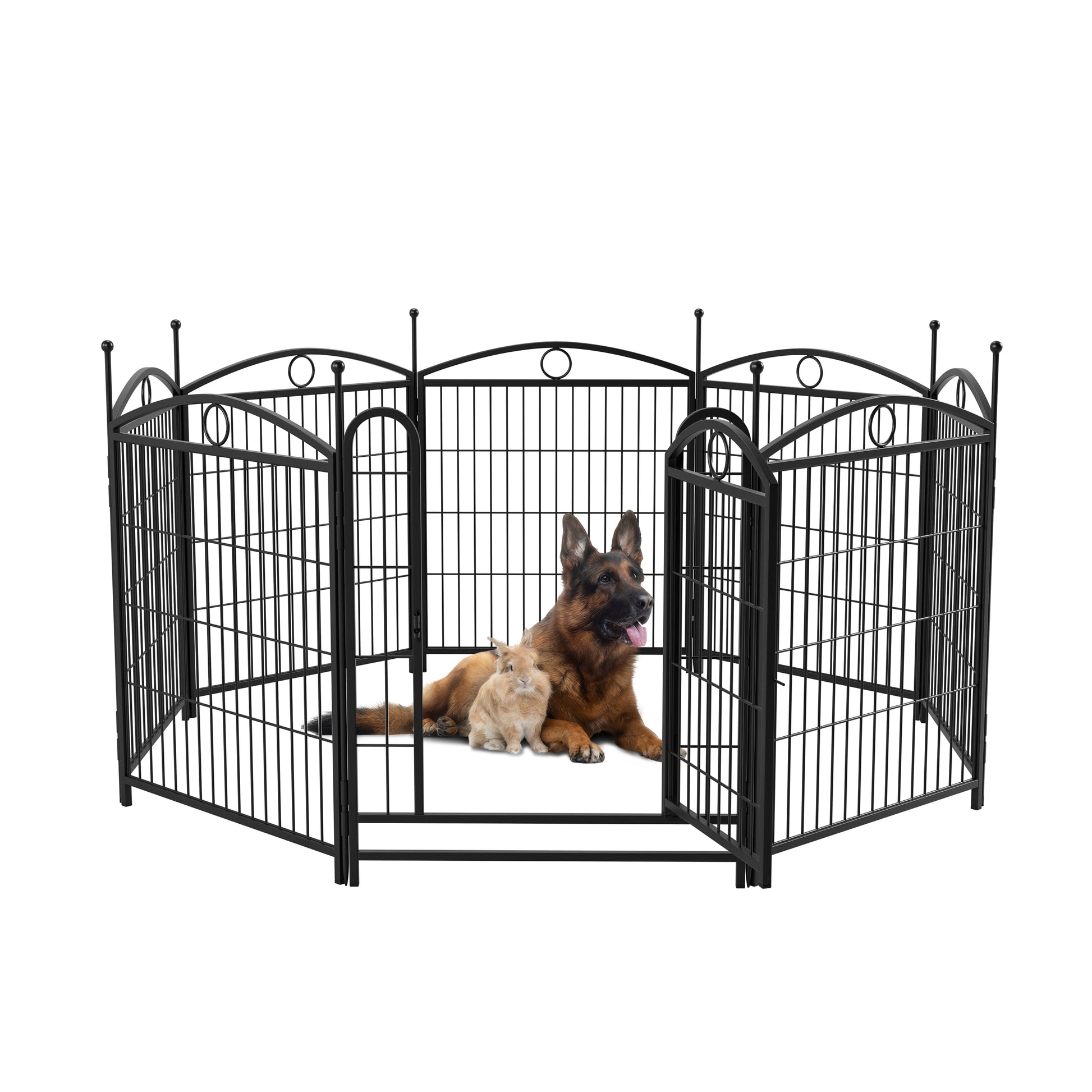 Dog Playpen Indoor 32 Inch 8 Panels Metal Dog Pen Pet Dog Fence Outdoor Exercise Pen With Doors, Heavy Duty Dog Fence Puppy Pen For Large Medium Small Dogs Indoor Outdoor Foldable Pet Exercise Pen