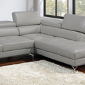 Light Gray Sectional Couch 2Pc Set Living Room Faux Leather Right Facing Chaise And Left Facing Sofa Adjustable Armrest Headrest Light Gray Faux Leather Primary Living Space Classic,Contemporary,Modern L Shaped Faux Leather,Metal,Solid Wood 5 Seat