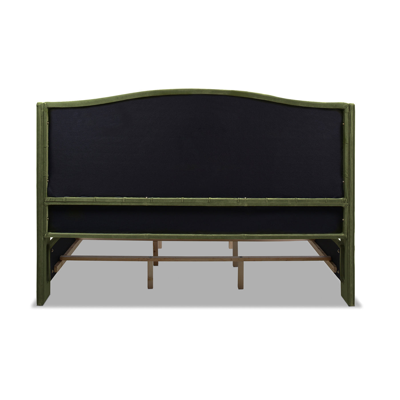 Marcella Upholstered Shelter Headboard Bed Set, King, Olive Green Performance Velvet Box Spring Required King Olive Green Wood Foam Velvet Velvet