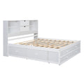 King Size Platform Bed With Storage Headboard And 8 Drawers, White Box Spring Not Required King White Wood Bedroom Bed Frame Solid Wood Mdf