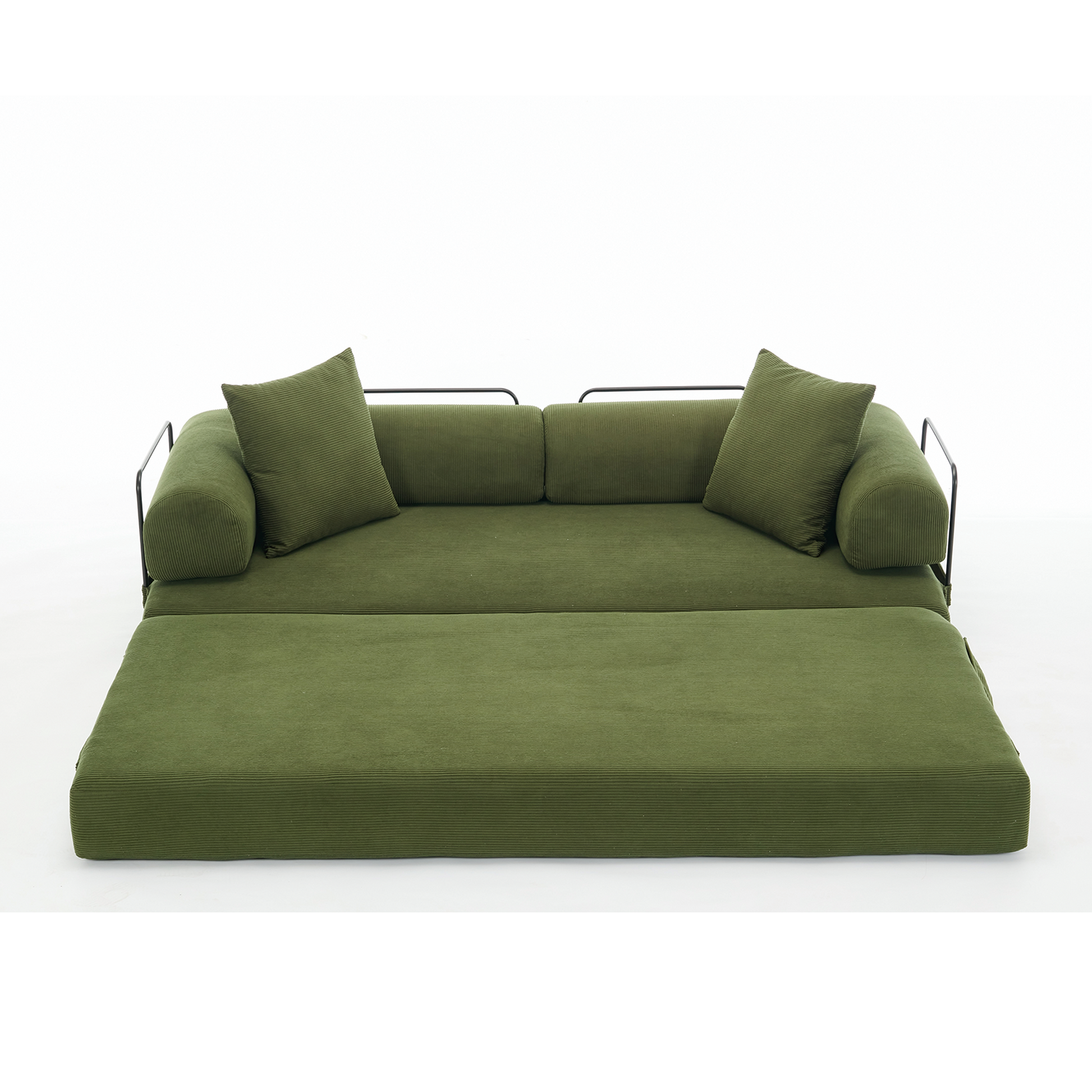 Arrived 78.5" Folding Convertible Out Sleeper Sofa Bed,4 In 1 Diy Combination Convertible Sofa, 3 Seat, Folding Sleeper Sofa, King Sizebedroom,Apartment,Corduroy,Green Green Polyester Primary Living