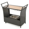 Pe Kd Bar Cart Grey Rattan Glass