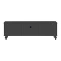 68.9'' Modern Tv Stand For Tvs Up To 75 Inches, Entertainment Center Media Console With Fluted Glass Doors, Five Solid Wood Legs For Living Room Black 70 79 Inches Mdf