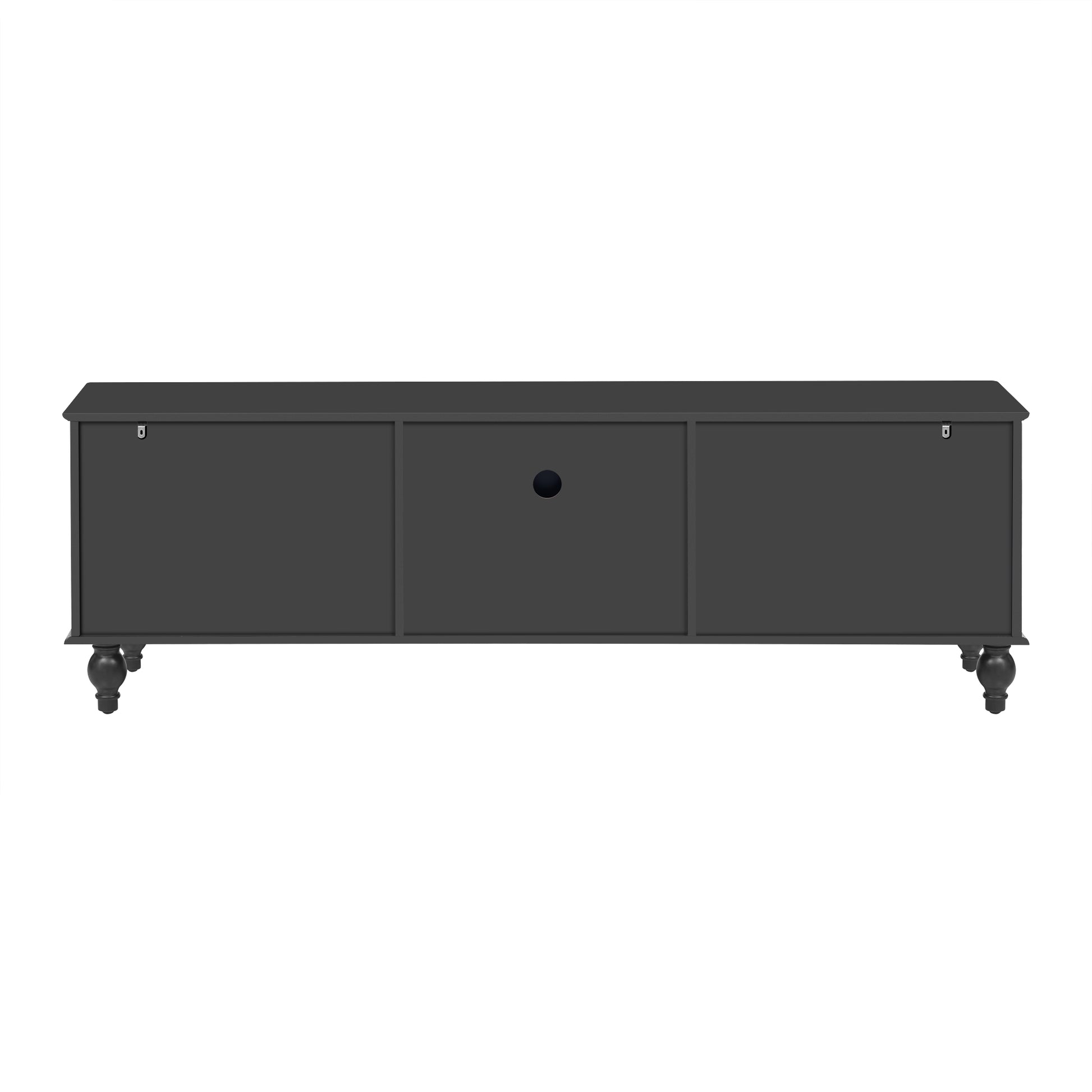 68.9'' Modern Tv Stand For Tvs Up To 75 Inches, Entertainment Center Media Console With Fluted Glass Doors, Five Solid Wood Legs For Living Room Black 70 79 Inches Mdf