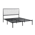 Metal Frame Queen Platform Bed Black Finish Angle Headboard Bedroom Furniture 1Pc Box Spring Not Required Queen Black Metal Bedroom Farmhouse,Mid Century Modern,Modern,Transitional Metal