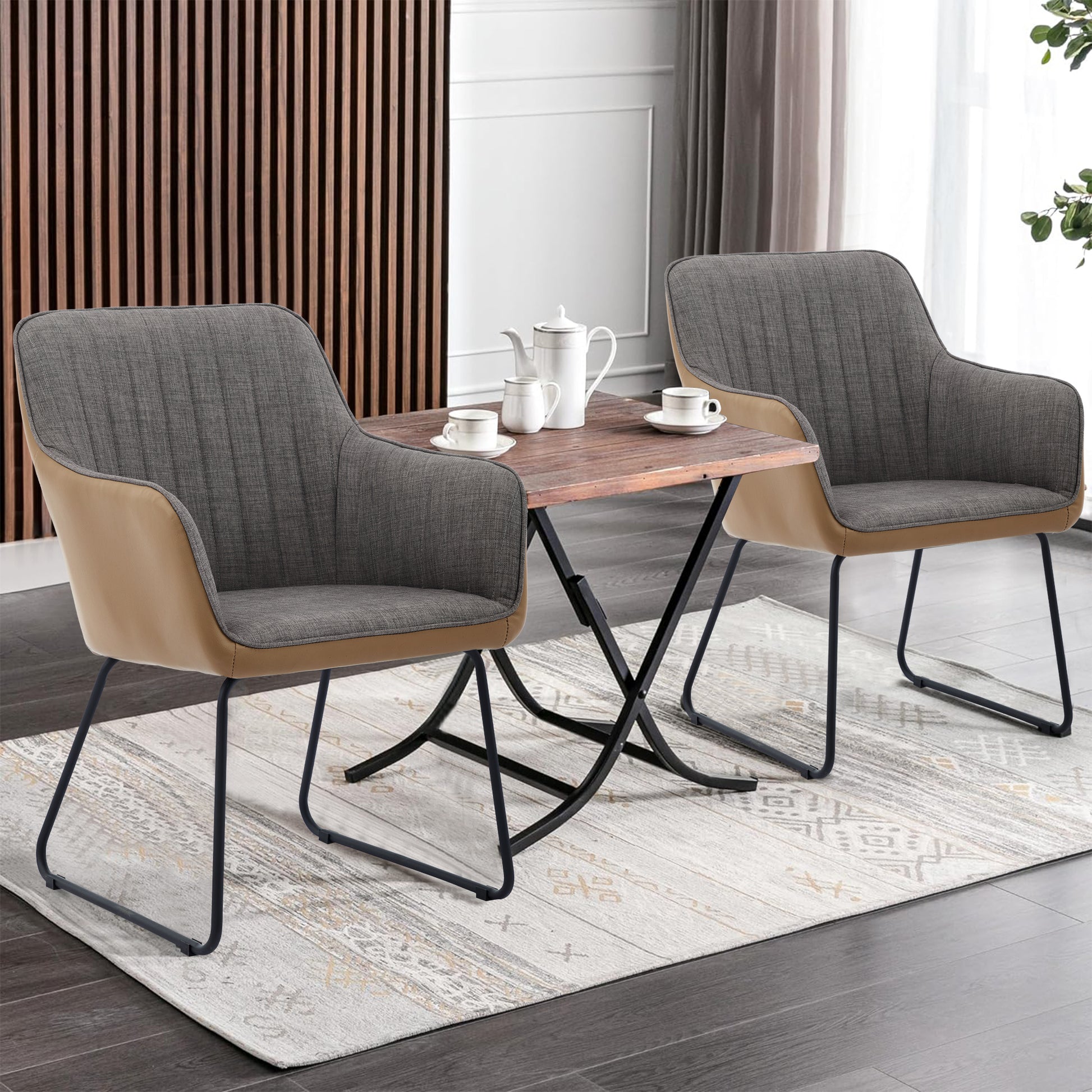 Ts Leisure Chair Dining Chair Light Grey Camel Oak Linen