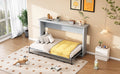 Twin Size Murphy Bed, Can Be Folded Into A Cabinet, Gray Twin Box Spring Not Required Grey Murphy Solid Wood Mdf