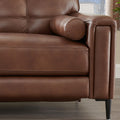 Colton Leather Loveseat Pecan Memory Foam Genuine Leather