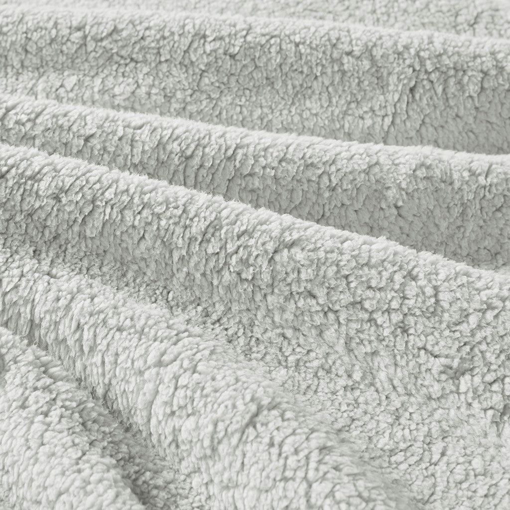 Crushed Velvet Sherpa Reversible Comforter Set King Grey Polyester