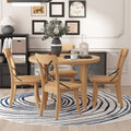 5 Piece Dining Set, Retro Simple Round Table And 4 Chairs With X Shaped Backrest For Kitchen, Dining Room And Living Room Natural Natural Rubber Wood