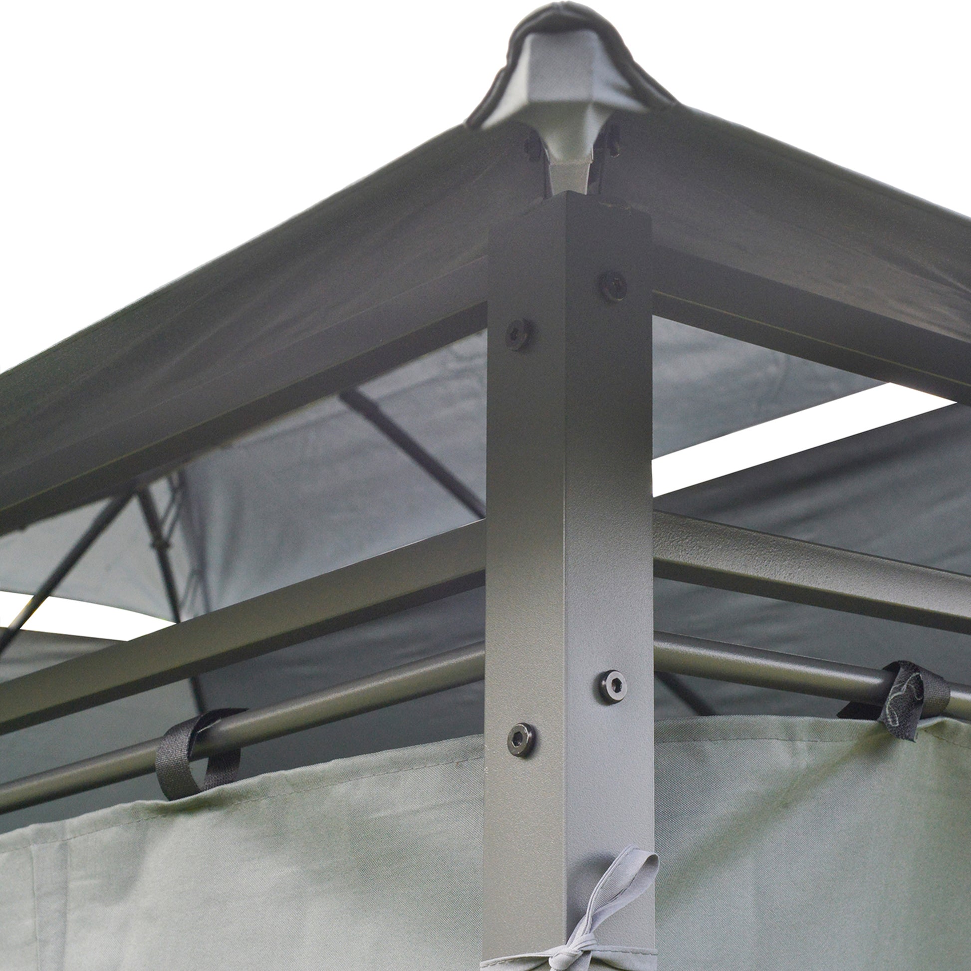 Outsunny 10' X 13' Patio Gazebo, Outdoor Gazebo Canopy Shelter With Curtains, Vented Roof, Steel Frame For Garden, Lawn, Backyard And Deck, Sage Gray Black Steel