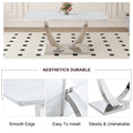 Table And Chair Set. Large Modern Rectangular Table With White Textured Top And Silver Metal Legs. Soft And Comfortable Pu Seats, Faux Leather Upholstered Seats And Sturdy Metal Legs. White Mdf Metal