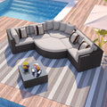 7 Piece Outdoor Wicker Sofa Set, Rattan Sofa Lounger, With Colorful Pillows, Conversation Sofa, For Patio, Garden, Deck, Brown Wicker Yes Brown Seats 6 Garden & Outdoor Complete Patio Sets Foam