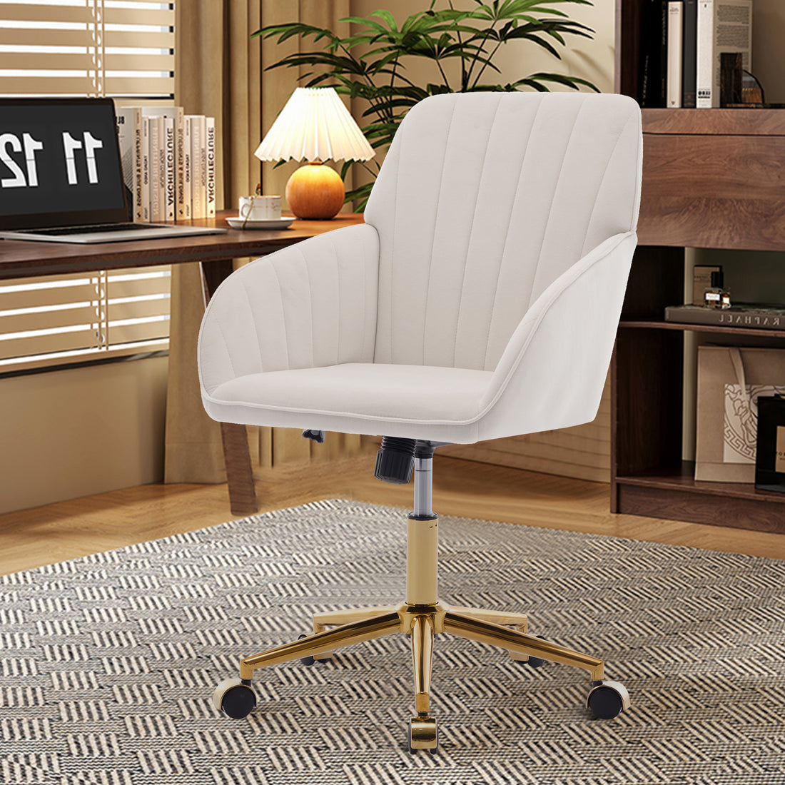 Ty Office Chair Beige Velvet