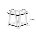 Modern Stainless Steel Coffee Table Set Set Of 3 , Double Layer Clear Tempered Glass Table Top, Coffee Table & Two End Side Table 3 Pieces Sets For Living Room Home Office, Gold Clear,Gold Modern