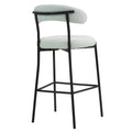 26'' Counter Height Bar Stools Teddy Fabric Cover Kitchen Island Counter Bar Stool With Black Powder Coating Base And Footrest Snow Cushion Metal White Kitchen Foam Modern Bar Stools Open Back 1 Foam Teddy