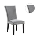 Attractive Set Of 2Pc Side Chairs Dining Room Furniture Gray Flannelette Seat Trim Kitchen Breakfast Black,Light Gray Dining Room Modern,Transitional Dining Chairs Rubberwood Solid Back Set Of 2