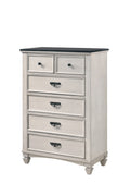 Beautiful Farmhouse Two Tone Finish 1Pc Chest Storage Drawers Bedroom Furniture Black Nickel Hardware Beige Bedroom Farmhouse Solid Wood