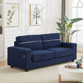 86.5 Inch Sofa Couch Deep Seat Sofa With Two Storage Spaces, T Pyce Charging Portsusb Charging Ports & 2 Cup ,Corduroy 3 Seater Couch, Modern Sofas For Living Room Blue Foam Corduroy 3 Seat