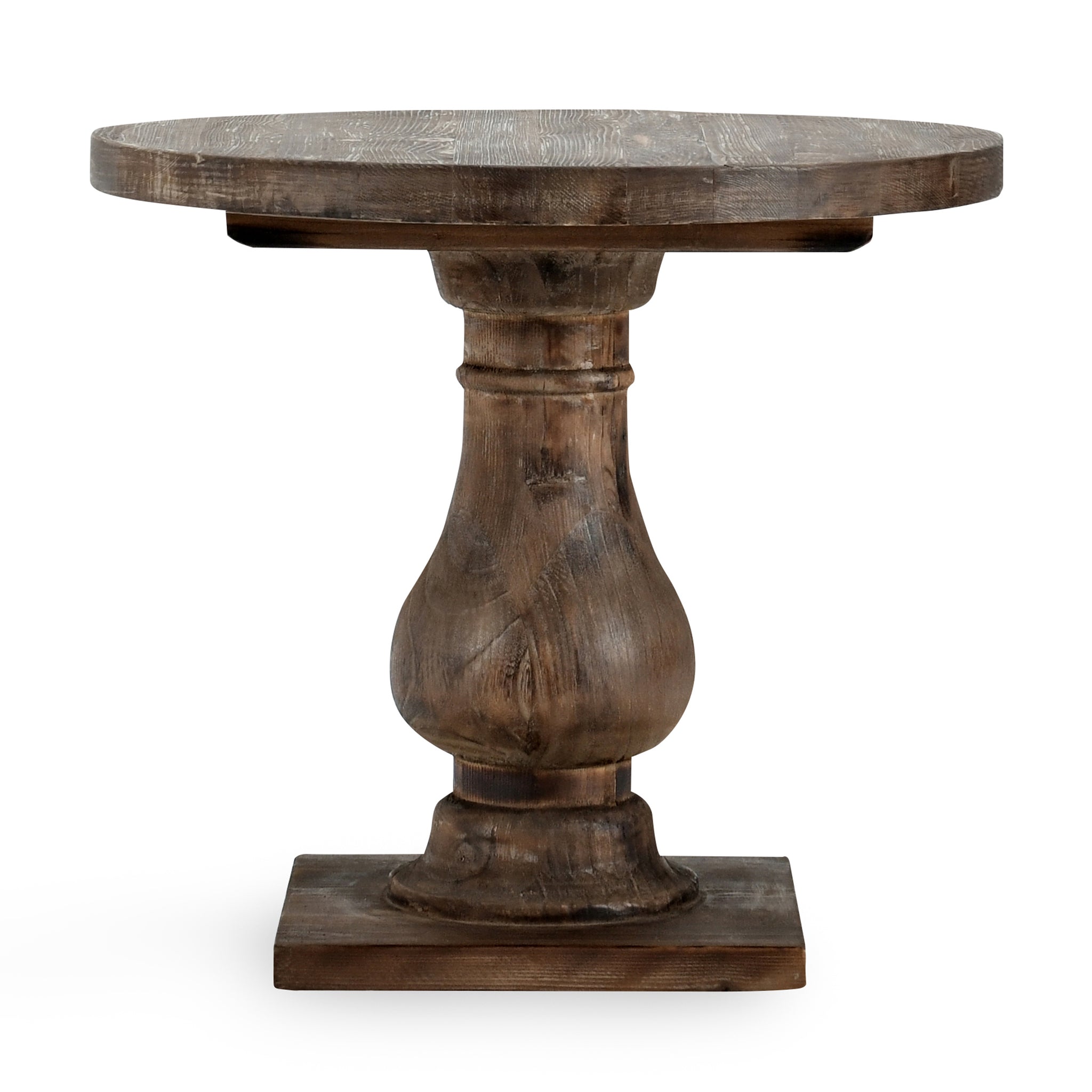 Biltmore Round End Table Aged Brown Antique Brown Pine