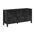 Sideboard With Curved Swirl Patterned Doors And Artistic Three Door Design,Suitable For Living Rooms,Entrance And Study Black Primary Living Space American Design Mdf