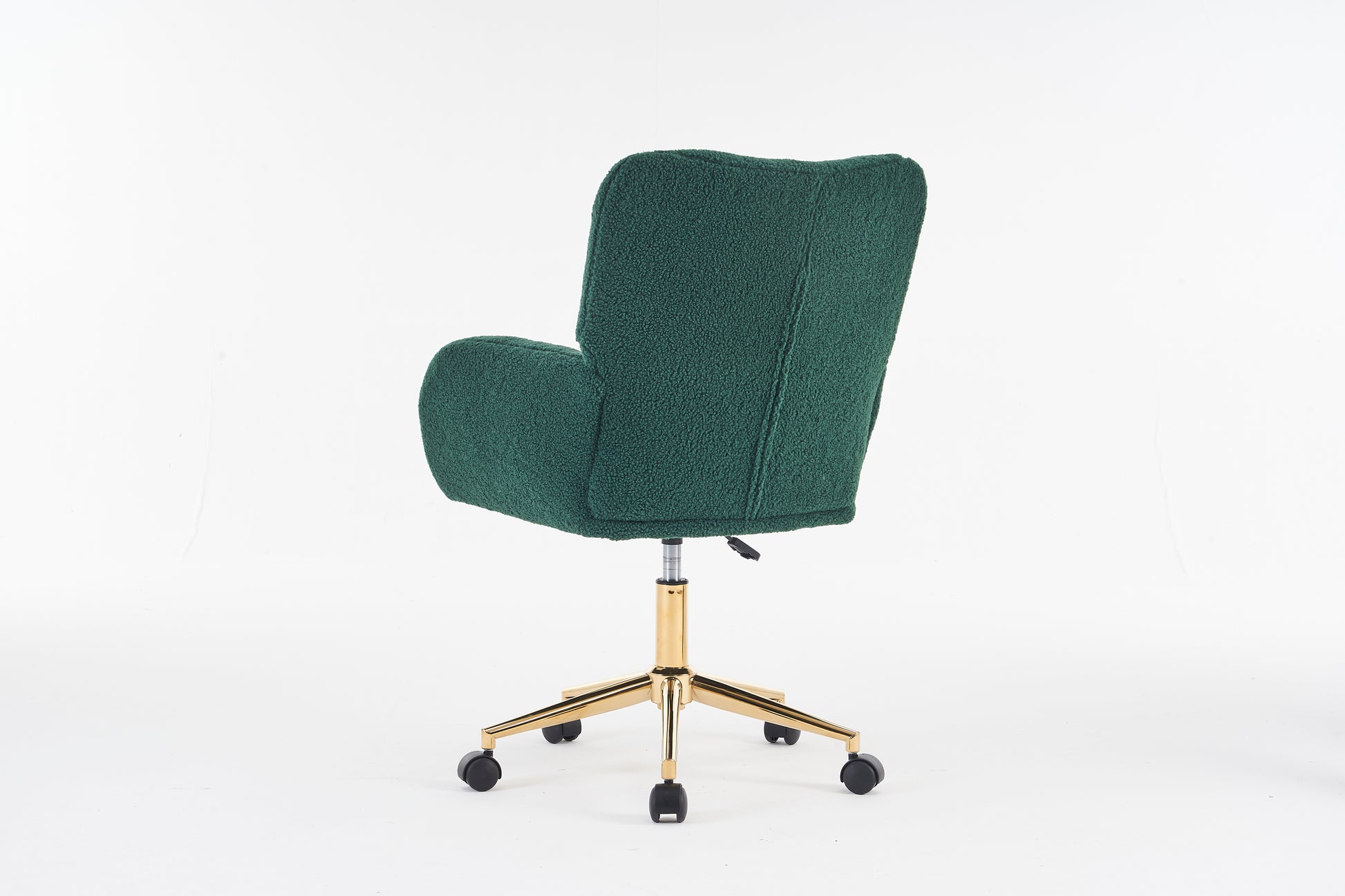 005 Teddy Fabric 360 Swivel Home Office Chair With Gold Metal Base And Universal Wheels,Green Solid Green Office Sponge Wipe Clean Modern Office Chairs Tufted Back Foam Swivel Teddy