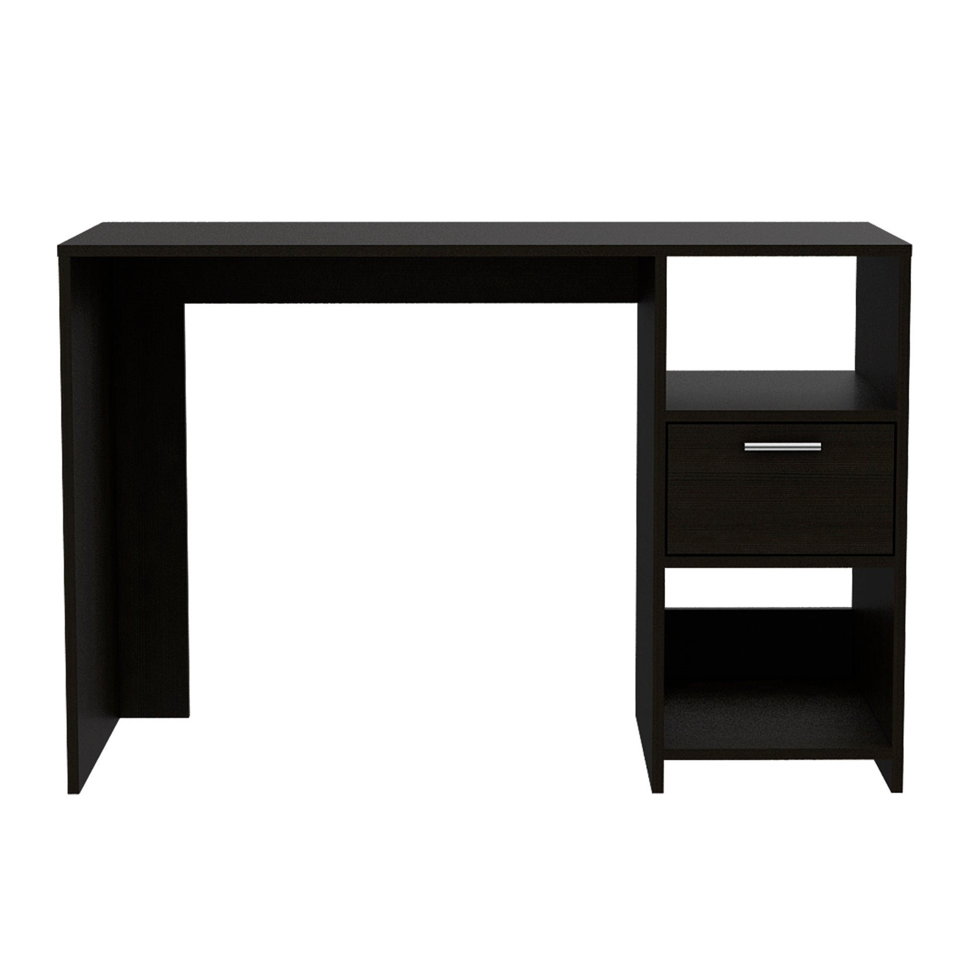 Arlington Computer Desk With 2 Open Storage Shelves And Drawer With Handle Black Computer Desk Office Contemporary Rectangular Drawers Computer Tables Rectangular Melamine Engineered Wood