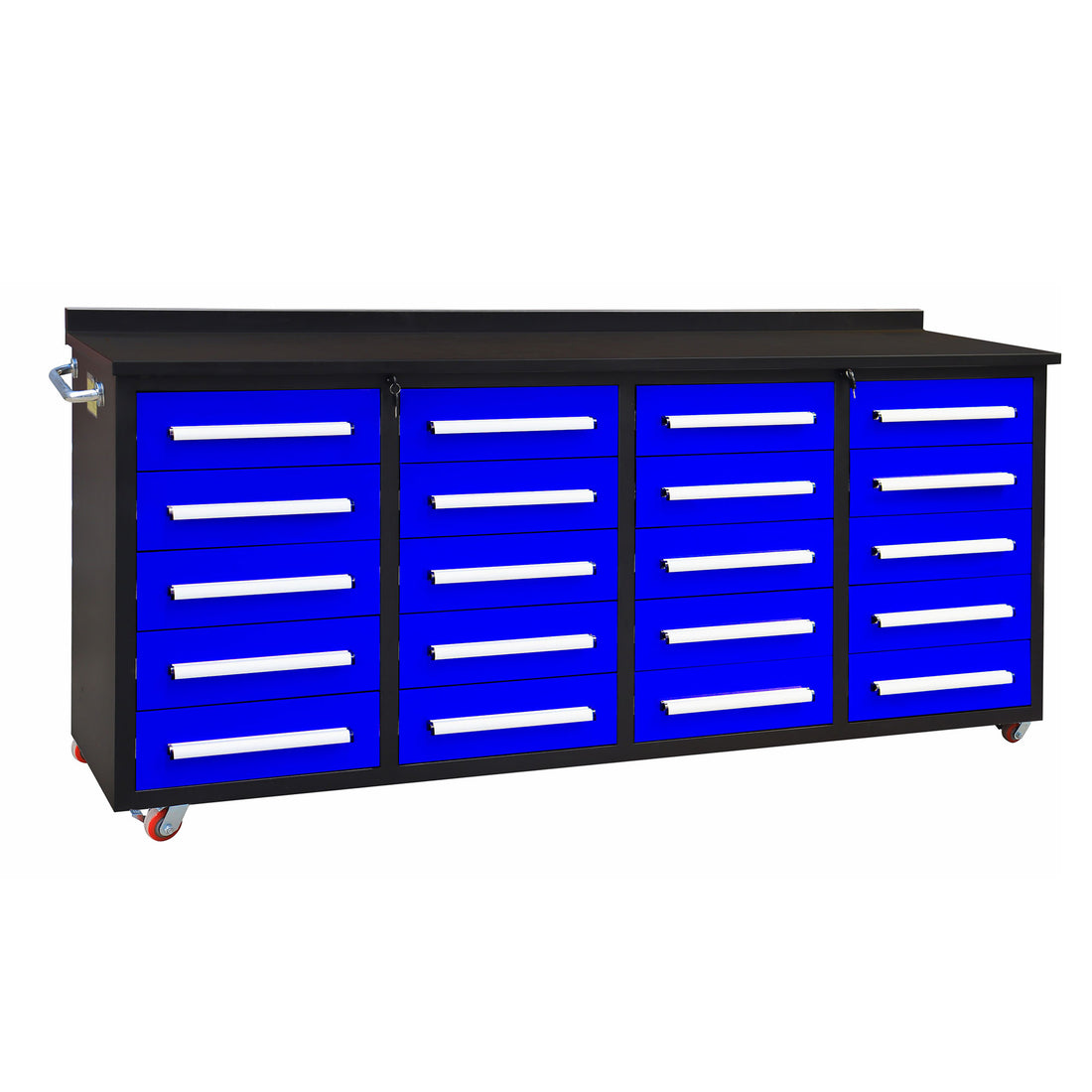 7Ft Garage Storage Cabinets With Workbench 20 Drawers Blue Blue Steel