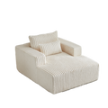 62.5 Inch Corduroy Sponge Sofa Lounge Chair,No Assembly Required,Fluffy Modern Sleeper Chair For Indoor Living Room Bedroom Beige Foam Corduroy 1 Seat