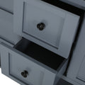 61'' Bathroom Vanity With Marble Top & Double Ceramic Sinks, 4 Doors, 2 Drawers, Open Shelf, Gray Gray Mdf