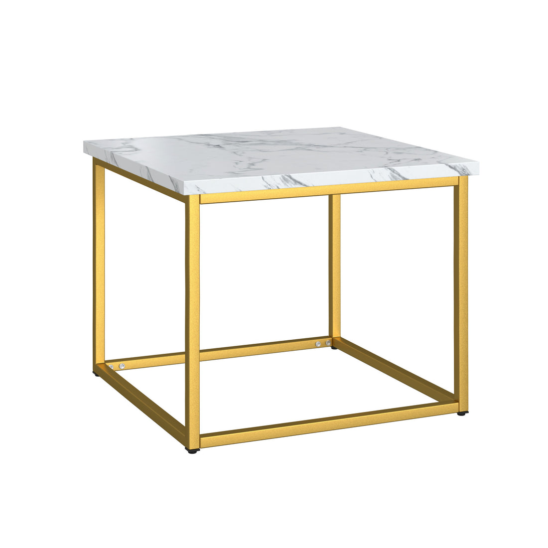 Marb White End Table White Solid Wood