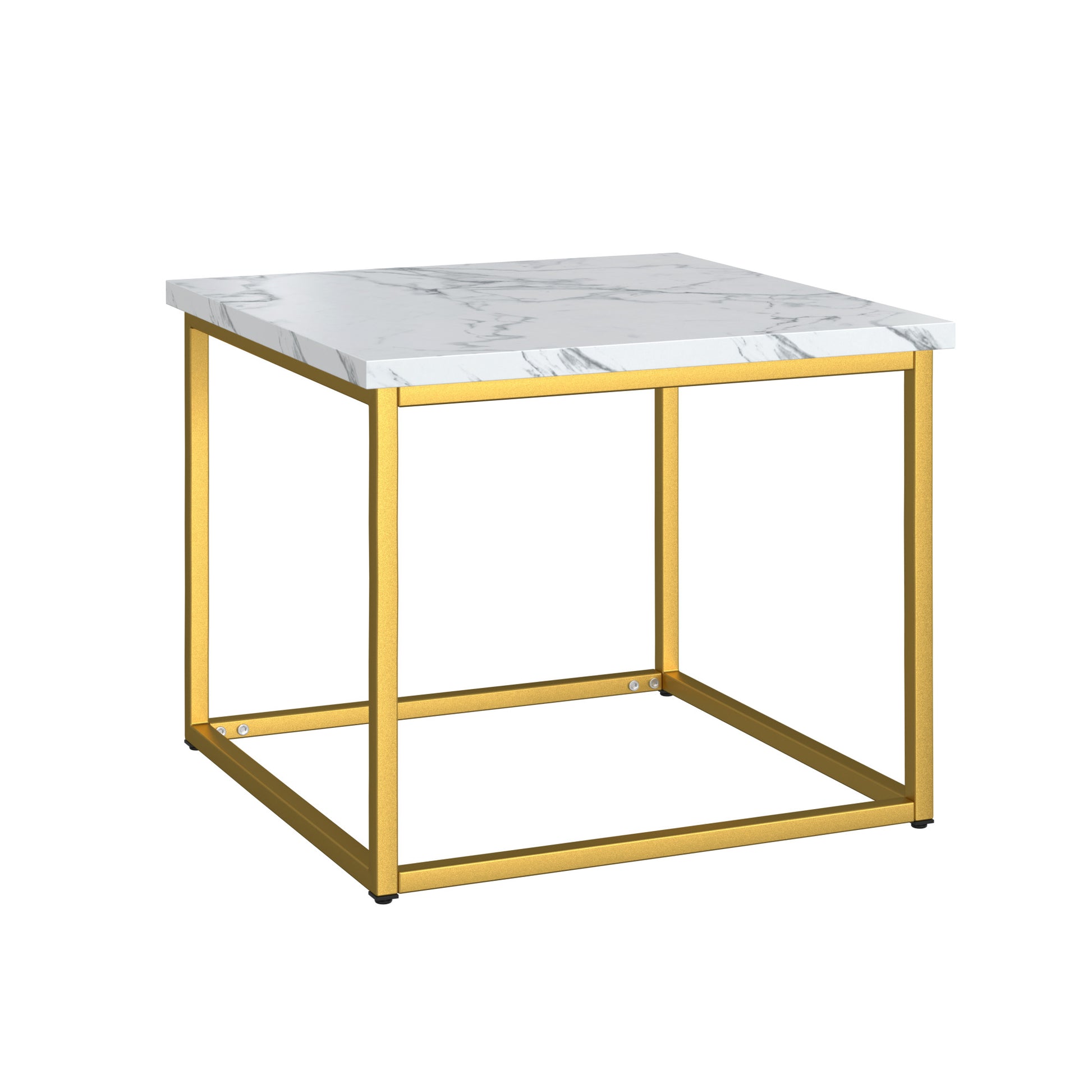 Marb White End Table White Solid Wood
