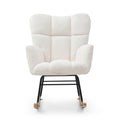 Rocking Chair Teddy Upholstered Glider Rocker Rocking Accent Chair Padded Seat With High Backrest Armchair Comfy Side Chair For Living Room Bedroom Offices Beige Beige Polyester
