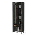 Lawen Tall Storage Cabinet, Single Door, 3 Broom Hangers Smoke Contemporary Particle Board Cabinets Included Engineered Wood