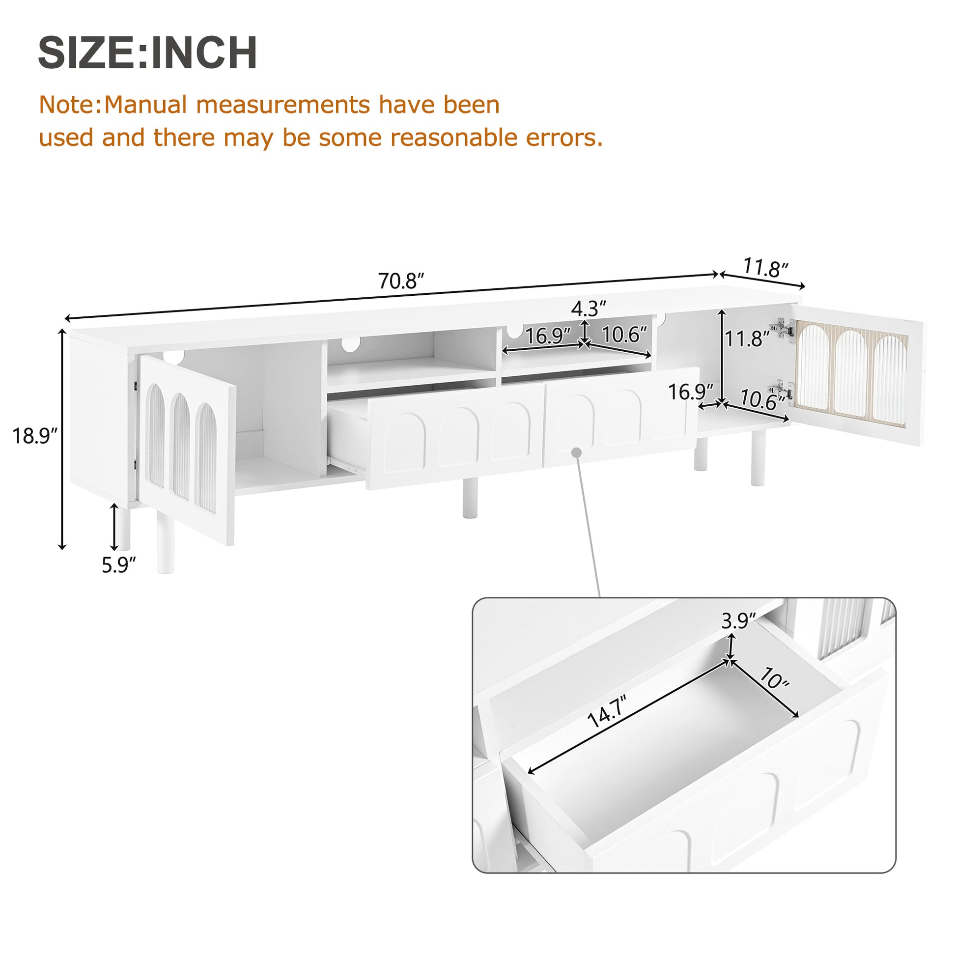 Cream Style Tv Stand With Led Light Strip For Tvs Up To 80'', Graceful Entertainment Center With 5 Solid Wood Legs, Large Storage Media Console With Fluted Tempered Glass Doors, White White 80 89 Inches Particle Board