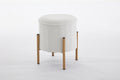 Modern Round Storage Ottoman, Ottoman Foot Stools With Metal Base, Ottoman Footstool With Removable Lid Storage Ottoman For Living Room, Bedroom, Makeup Room White White Upholstered