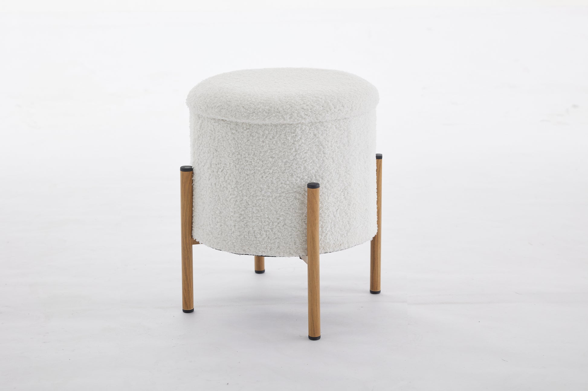 Modern Round Storage Ottoman, Ottoman Foot Stools With Metal Base, Ottoman Footstool With Removable Lid Storage Ottoman For Living Room, Bedroom, Makeup Room White White Upholstered