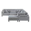 6Pc Modular Sectional Set Gray Corduroy Upholstery 2X Armless Chairs 3X Corner Seats 1X Ottoman Pillows Living Room Furniture Gray Corduroy Wood Primary Living Space Contemporary,Modern Modular